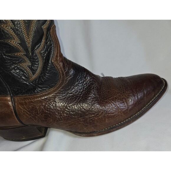 Tony Lama Chocolate Taurus Shoulder Leather Cowboy Boot Men 10.5 D Medium Width - Picture 13 of 16